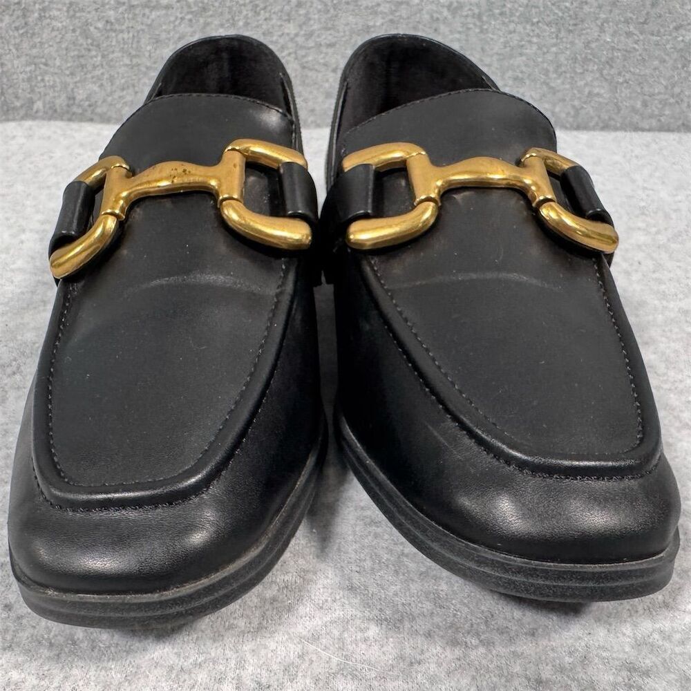 MIA Drena Women's Black Vegan Loafers Brass Tone Horsebit Size 10M Casual - Picture 3 of 7